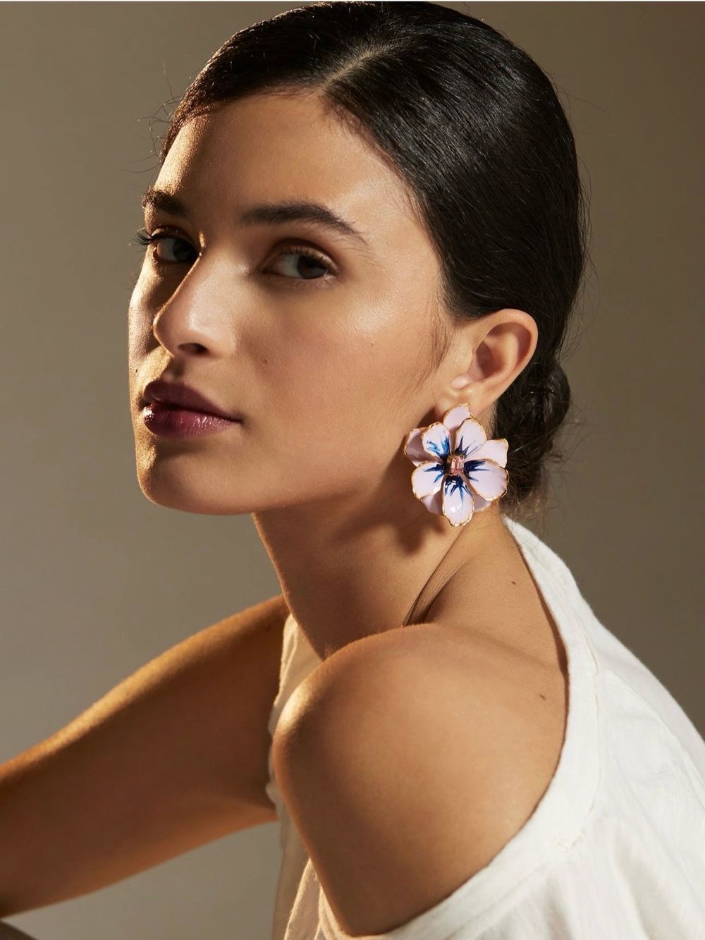 New Anthropologie The Pink Reef Hand Painted Earrings Lime Green NWT